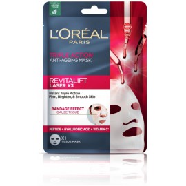 L'oreal Revitalift Laser X3 Triple Action pretgrumbu lokšņu sejas maska