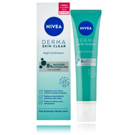 Nivea Derma Skin Clear Night Exfoliator ночной скраб для лица