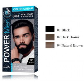 Joanna Power Men Color Cream 3in1 galvas matu, bārdas un ūsu krāsas vīriešiem