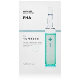 Missha Mascure Peeling Solution Sheet Mask PHA nolobāma un attīroša lokšņu sejas maska ​​ar PHA skābēm