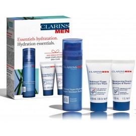 Clarins Men Hydration набор (бальзам для лица 50 мл + шампунь/гель для душа 30 мл + средство для умывания 30 мл)