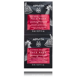 Apivita Express Beauty Face Mask Pomegranate Radiance & Revitalization spīdumu piešķiroša un atdzīvinoša sejas maska