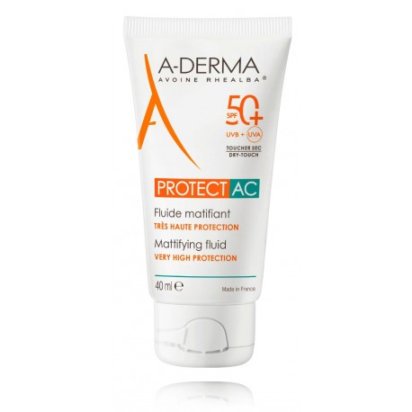 A-Derma Protect AC Mattifying Fluid SPF50+ aizsargājošs sejas fluīds no saules ar matētu efektu