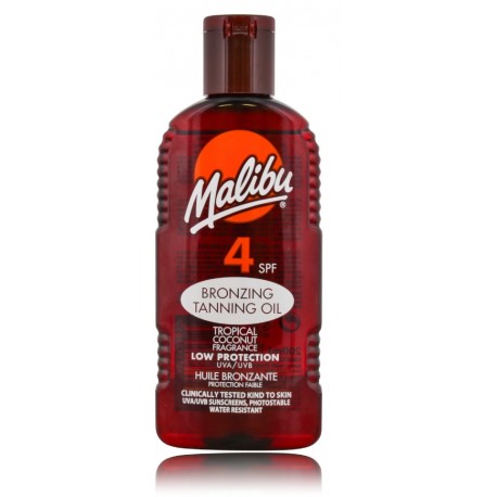 Malibu Bronzing Tanning Oil SPF4 aizsargājoša eļļa, kas veicina ātrāku iedegumu