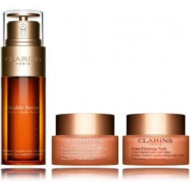 Clarins Double Serum & Extra-Firming Set komplekts sievietēm (50 ml. serums + 50 ml. dienas krēms + 50 ml. nakts krēms)