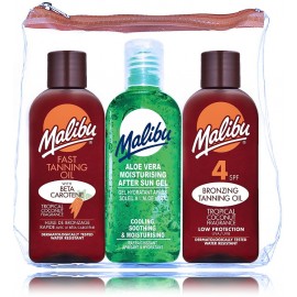 Malibu Bronzing Tanning Oil Set набор (гель после загара 100 мл. + масло 100 мл. + масло SPF4 100 мл. + косметичка)