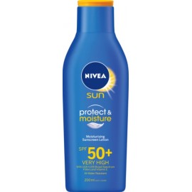 Nivea Sun Protect & Moisture mitrinošs saules aizsarglosjons ar SPF50 200 ml.