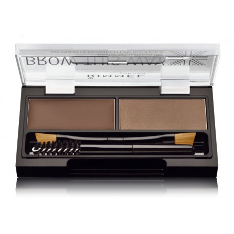 Набор для бровей Rimmel Brow This Way 2.4 г. Цвет Dark Brown (воск для бровей + тени + кисти)