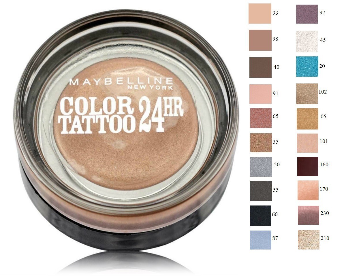 Maybelline Color Tatoo (Мейбелин Колор Тату) – кремовые и гелевые тени, все оттенки и отзывы